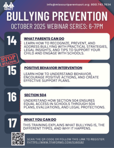 MPACT's "Bullying Prevention" October 2025 Webinar Series @ Virtual
