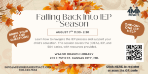 Falling Back Into IEP Season @ Waldo Branch Library